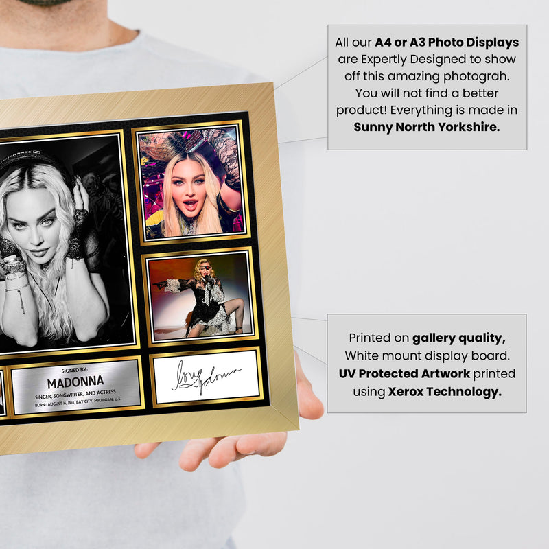 Madonna  Singers Framed Autographed Print - Limited Edition Autograph Fan Gift – Collectible Memorabilia Merchandise