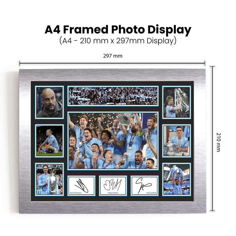 Manchester City Premier League Football Team Framed Autographed Print - Limited Edition Autograph Fan Gift – Collectible Memorabilia Merchandise