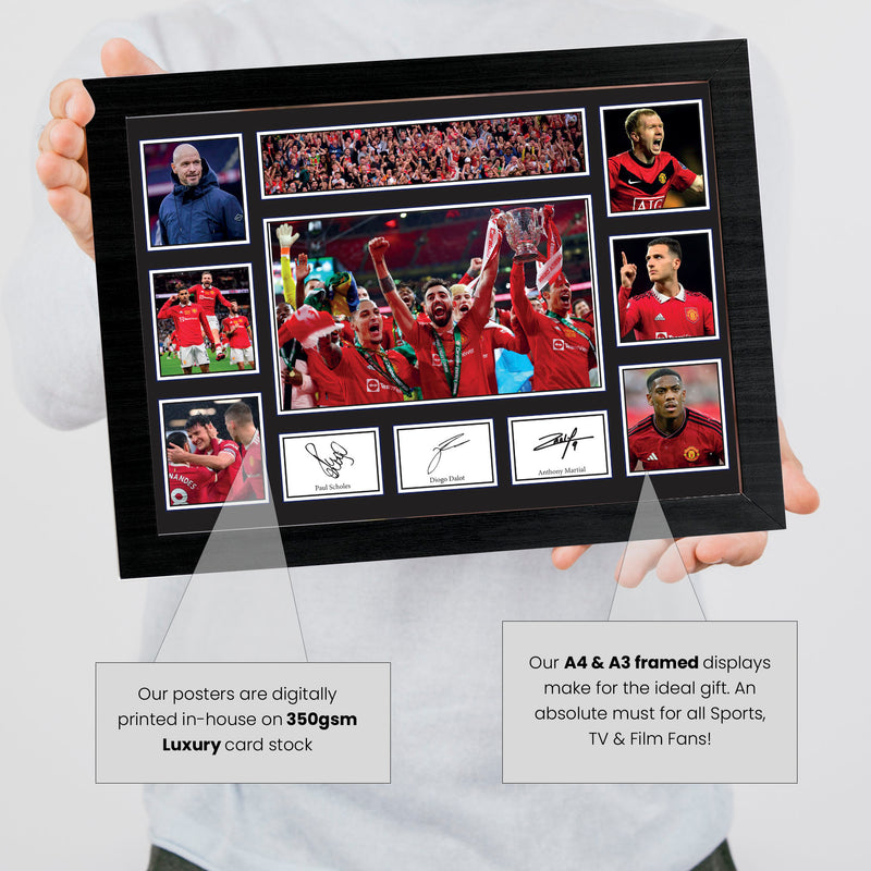 Manchester United Premier League Football Team Framed Autographed Print - Limited Edition Autograph Fan Gift – Collectible Memorabilia Merchandise