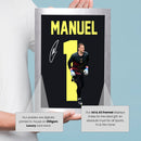 Manuel Neuer Signed Poster Print – Germany National Team Goalkeeper Tribute Wall Art with Signature & Jersey Number 1 – Iconic Captain Memorabilia for Football Fans & Collectors