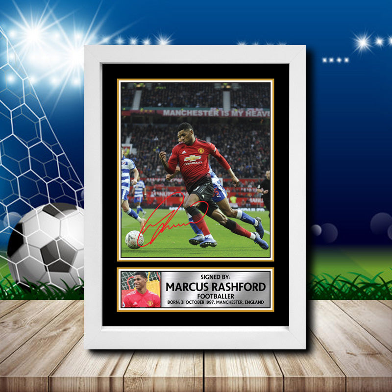 Marcus Rashford Footballer Printed Signature Poster Print Gift