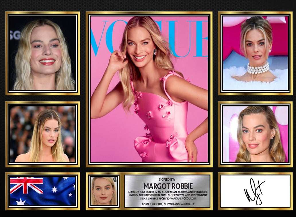 Margot Robbie Actors Framed Printed Signature Print – Fan Gift – Wall Art – Margot Robbie Actors Framed Printed Signature Print – A4 Poster