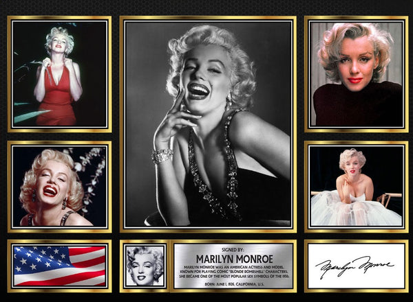 Marilyn Monroe Actors Framed Printed Signature Print – Fan Gift – Wall Art – Reproduction Print