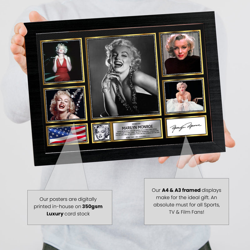 Marilyn Monroe Actors Framed Autographed Print - Limited Edition Autograph Fan Gift – Collectible Memorabilia Merchandise