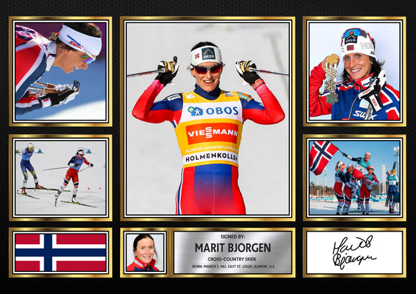 Marit BJOrgen Olympians Framed Printed Signature Print – Fan Gift – Wall Art – Reproduction Print