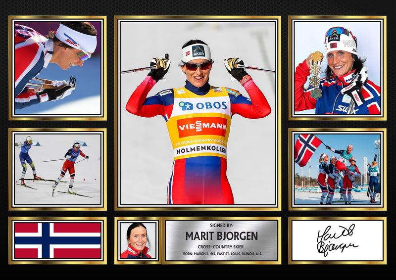 Marit BJOrgen Olympians Framed Autographed Print - Limited Edition Autograph Fan Gift – Collectible Memorabilia Merchandise