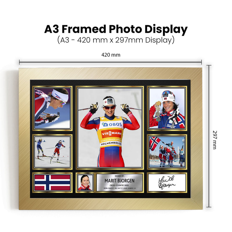 Marit BJOrgen Olympians Framed Autographed Print - Limited Edition Autograph Fan Gift – Collectible Memorabilia Merchandise