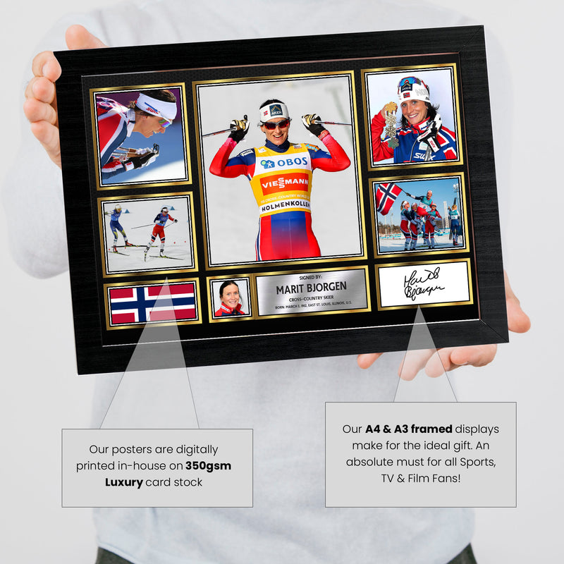 Marit BJOrgen Olympians Framed Autographed Print - Limited Edition Autograph Fan Gift – Collectible Memorabilia Merchandise