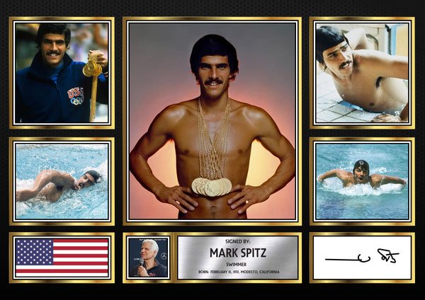 Mark Spitz Olympians Framed Printed Signature Print – Fan Gift – Wall Art – Reproduction Print