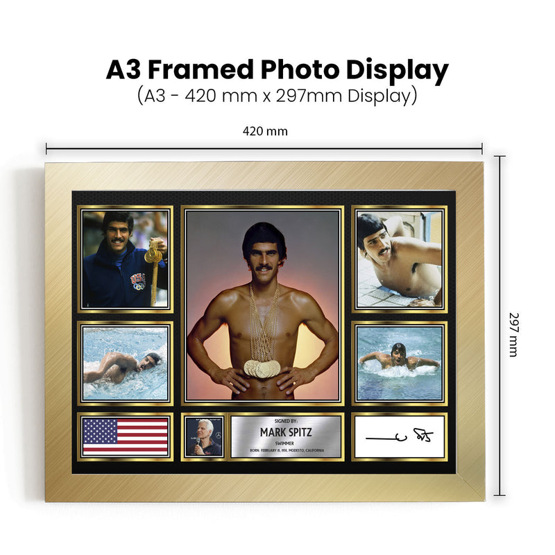 Mark Spitz Olympians Framed Autographed Print - Limited Edition Autograph Fan Gift – Collectible Memorabilia Merchandise