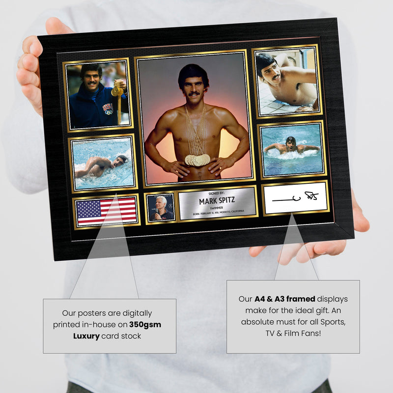 Mark Spitz Olympians Framed Autographed Print - Limited Edition Autograph Fan Gift – Collectible Memorabilia Merchandise