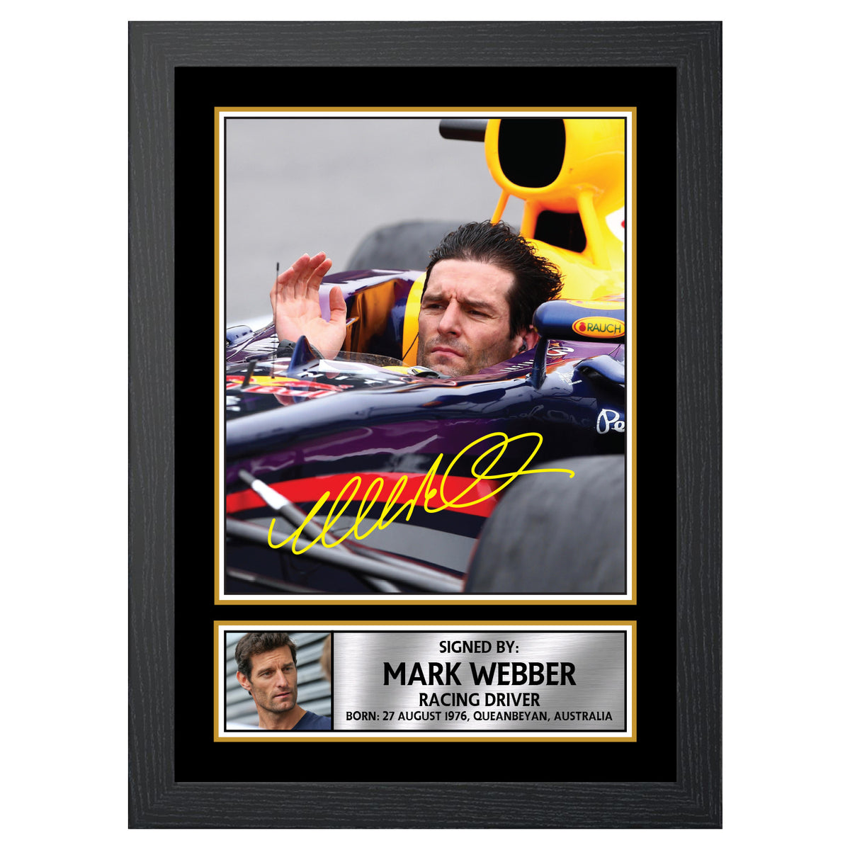 Mark Webber M519 Motor Racer Printed Signature Poster Print Gift