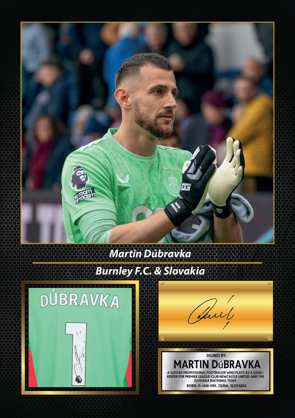 Martin Dúbravka Printed Signature Poster – Newcastle United FC & Slovakia Goalkeeper Tribute Wall Art with Jersey & Bio Plaque