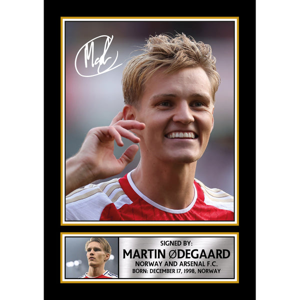 Martin Ødegaard Printed Signature Portrait Poster Print – Norway & Arsenal F.C. Captain – Football Wall Art Wall Art