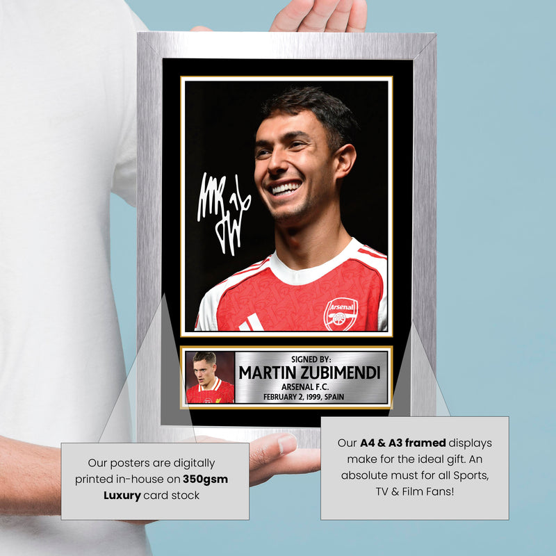 Martin Zubimendi Signed Autograph Poster Print – Arsenal F.C. Midfielder – Tribute Wall Art for Fans & Collectors
