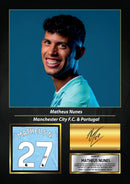 Matheus Nunes Signed Football Memorabilia – Framed Autograph Display with Manchester City & Portugal Tribute – Collector’s Gift