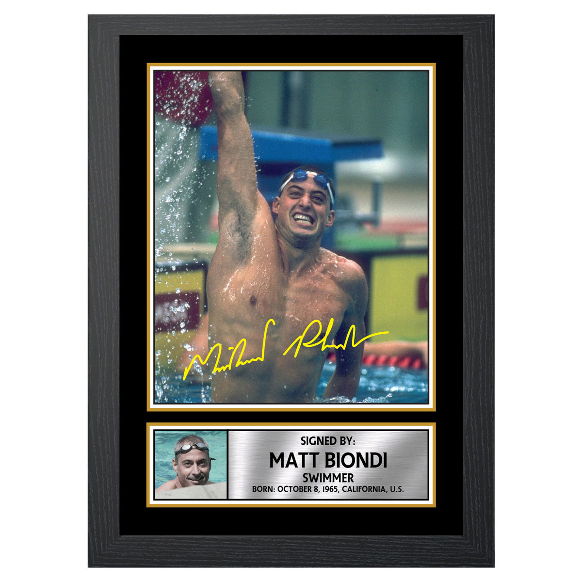 Matt Biondi M471 Swimmer Printed Signature Poster Print Gift