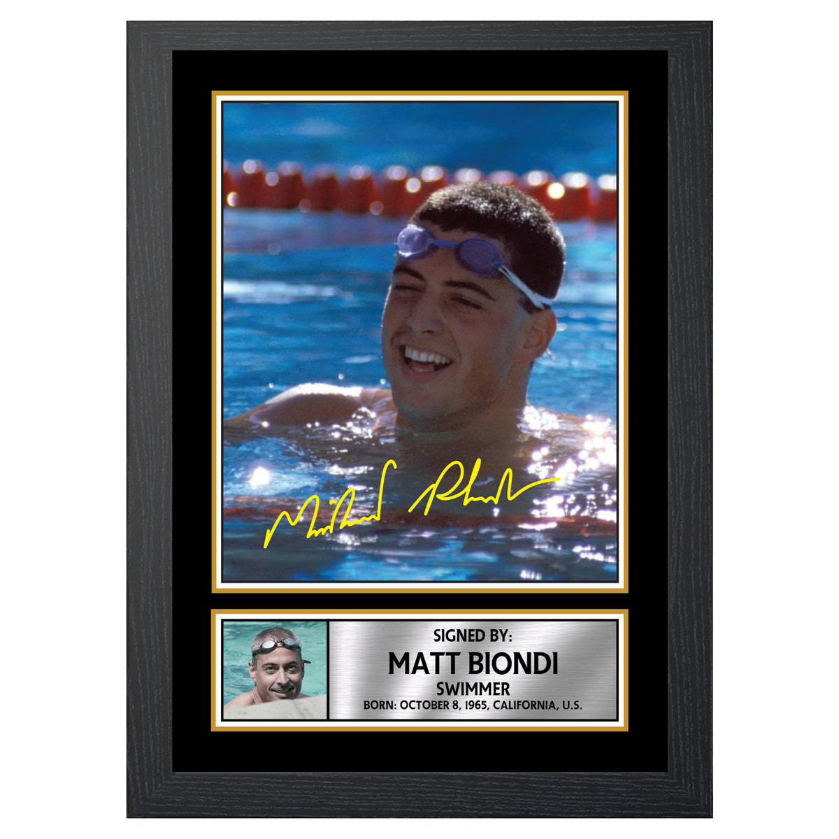 Matt Biondi M472 Swimmer Printed Signature Poster Print Gift