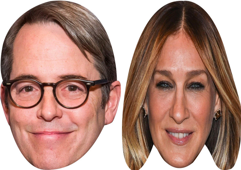 Matthew Broderick and Sarah Jessica Parker Celebrity Couple Face Mask Fancy Dress - High-Quality Cardboard Masks for Any Occasion