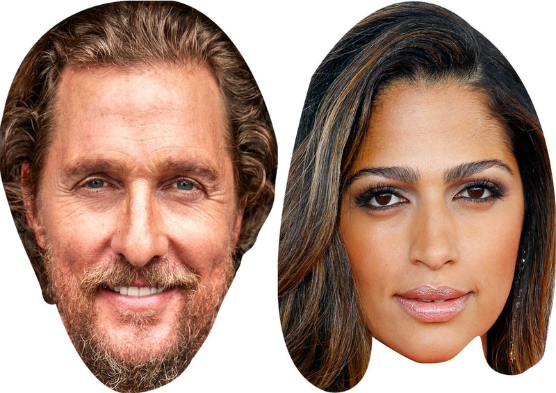 Matthew McConaughey and Camila Alves Celebrity Couple Face Mask Fancy Dress - High-Quality Cardboard Masks for Any Occasion