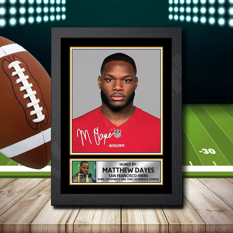 Matthew Dayes – Printed Signature NFL Star Print – Matthew Dayes