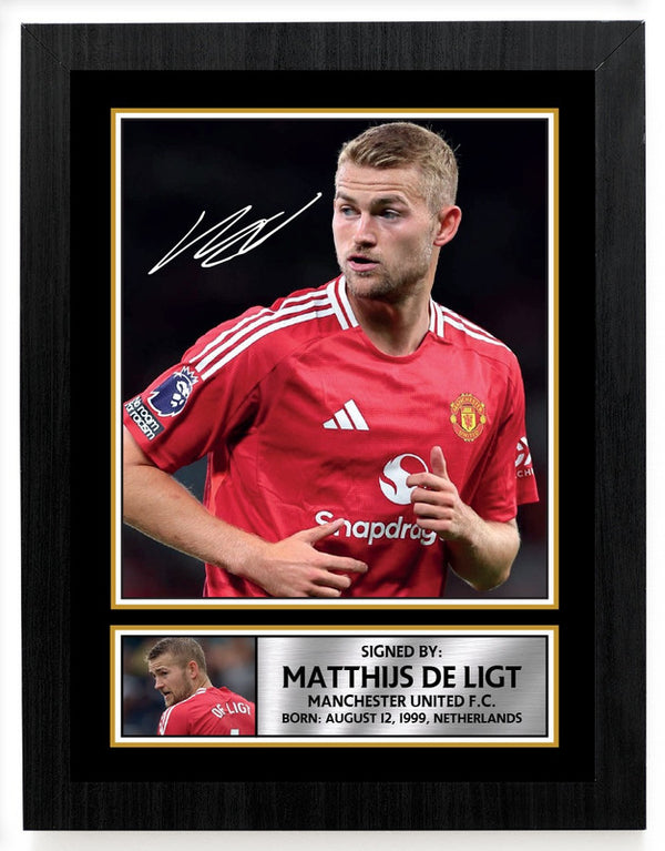 Matthijs de Ligt Printed Signature Poster Print – Manchester United F.C. – Netherlands International Football Wall Art – Gift for Fans & Collectors