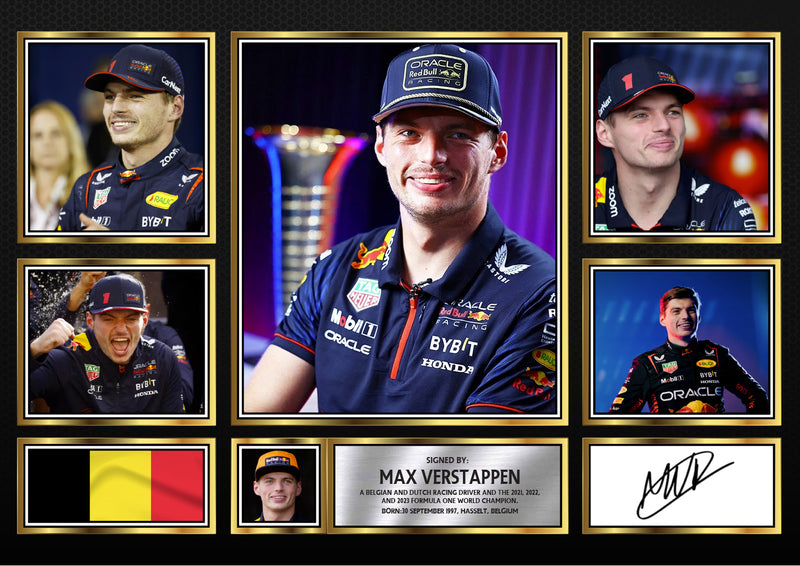 Max Verstappen F1 Driver Limited Edition Signed Gift Poster Print Artwork Display