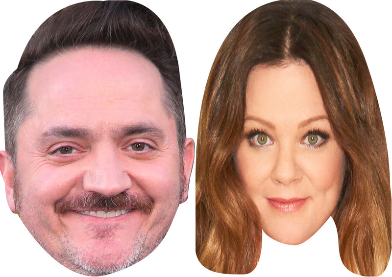 Melissa McCarthy and Ben Falcone Celebrity Couple Face Mask Fancy Dress - High-Quality Cardboard Masks for Any Occasion