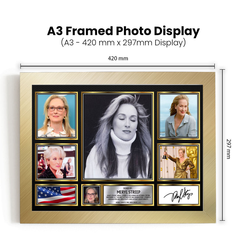 Meryl Streep Actors Framed Autographed Print - Limited Edition Autograph Fan Gift – Collectible Memorabilia Merchandise