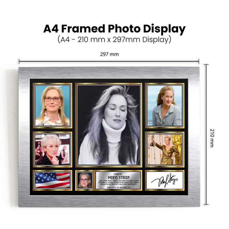 Meryl Streep Actors Framed Autographed Print - Limited Edition Autograph Fan Gift – Collectible Memorabilia Merchandise