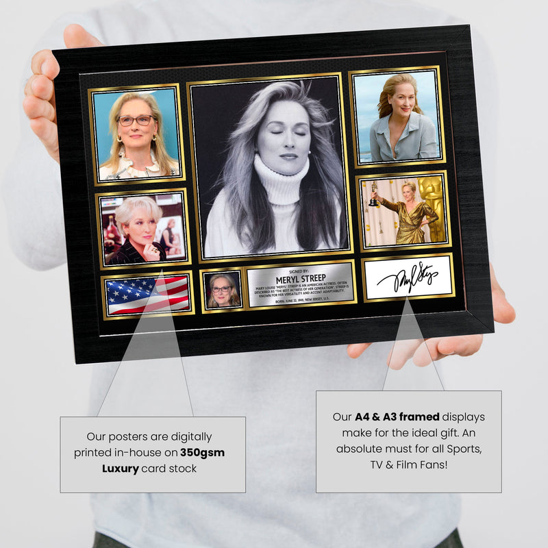 Meryl Streep Actors Framed Autographed Print - Limited Edition Autograph Fan Gift – Collectible Memorabilia Merchandise