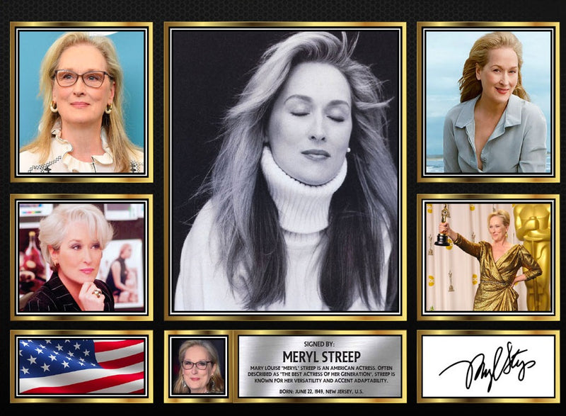 Meryl Streep Actors Framed Autographed Print - Limited Edition Autograph Fan Gift – Collectible Memorabilia Merchandise