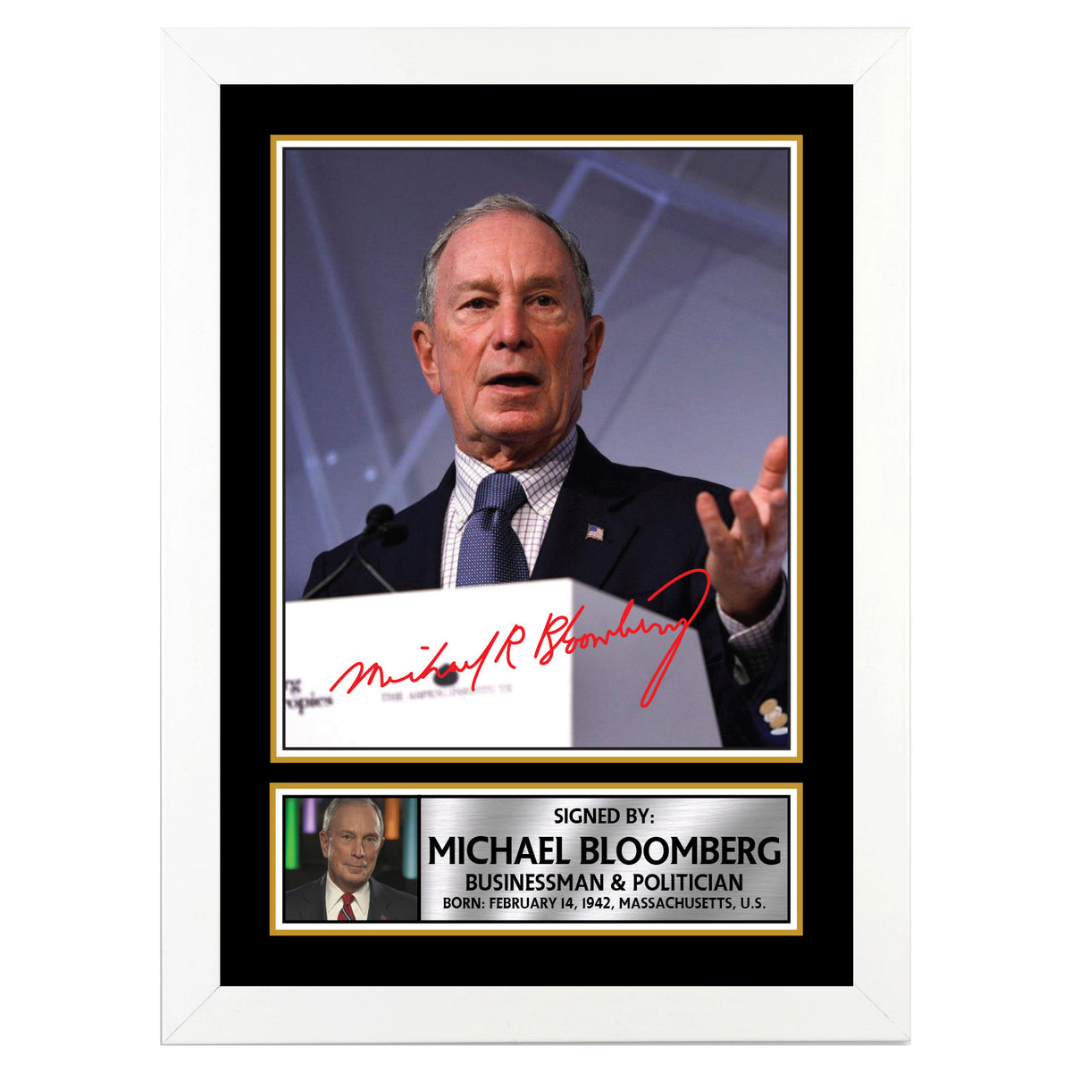 Michael Bloomberg 2 Famous Businessmen Printed Signature Poster Print Gift
