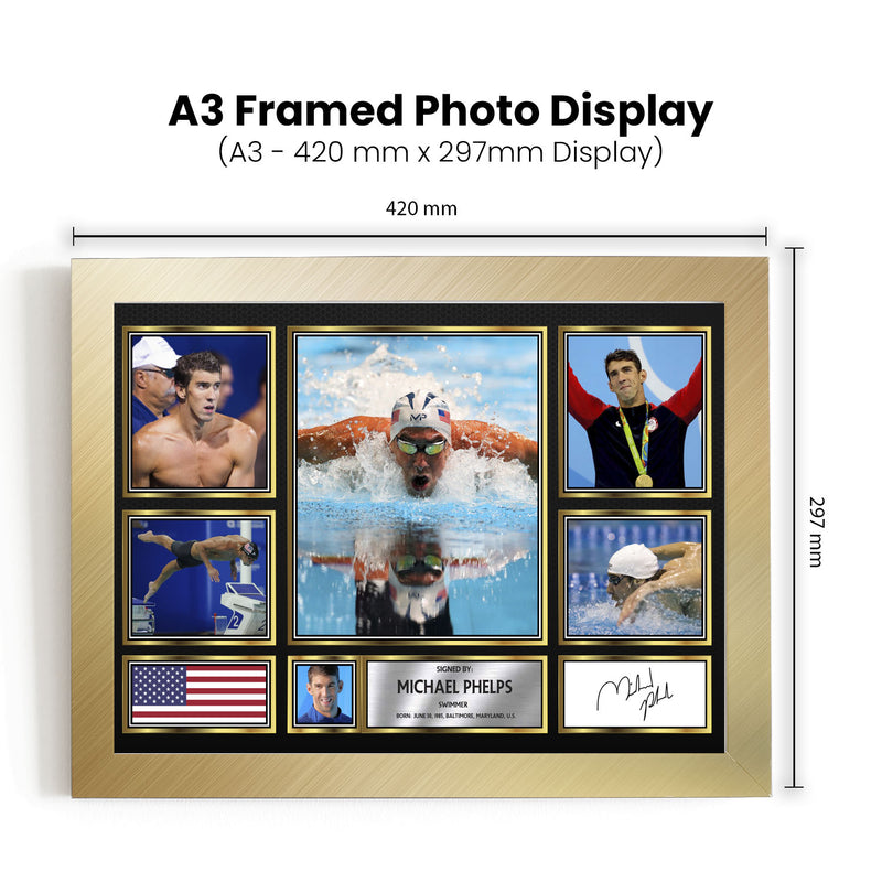 Michael Phelps Olympians Framed Autographed Print - Limited Edition Autograph Fan Gift – Collectible Memorabilia Merchandise