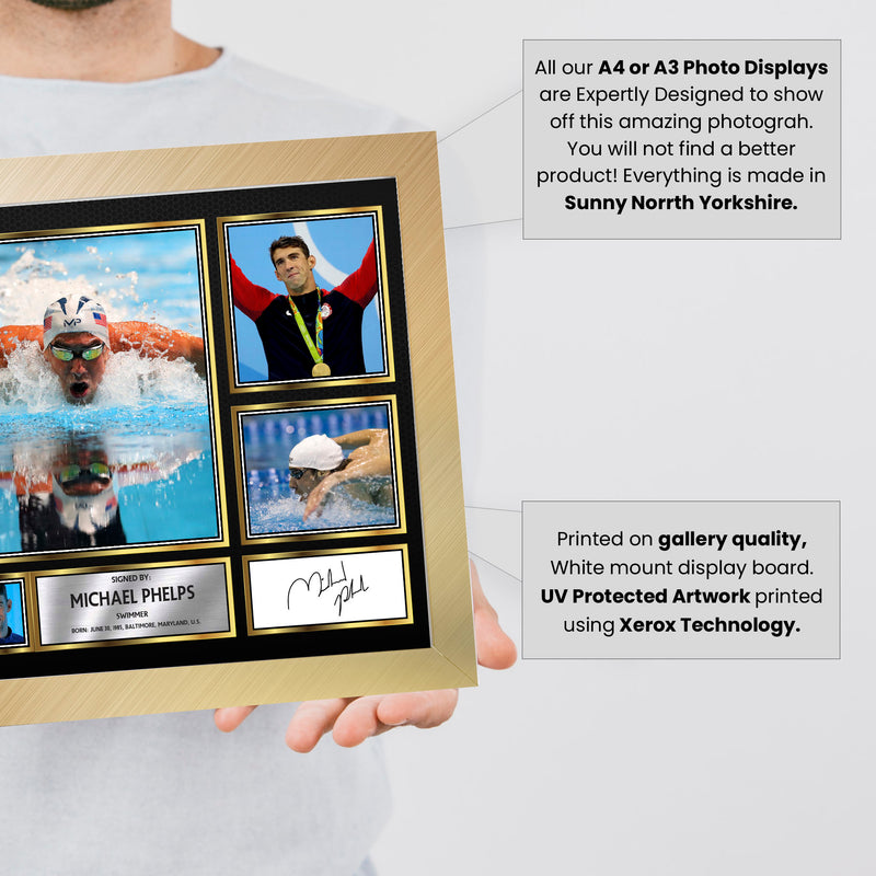 Michael Phelps Olympians Framed Autographed Print - Limited Edition Autograph Fan Gift – Collectible Memorabilia Merchandise