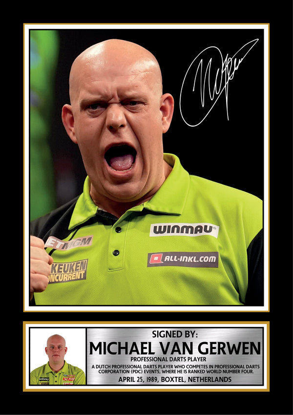 Michael van Gerwen Darts Poster Print – MVG Professional Darts Player Signature Style Wall Art