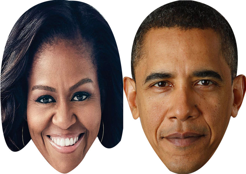 Michelle Obama And Barack Obama Celebrity Couple Face Mask Fancy Dress - High-Quality Cardboard Masks for Any Occasion