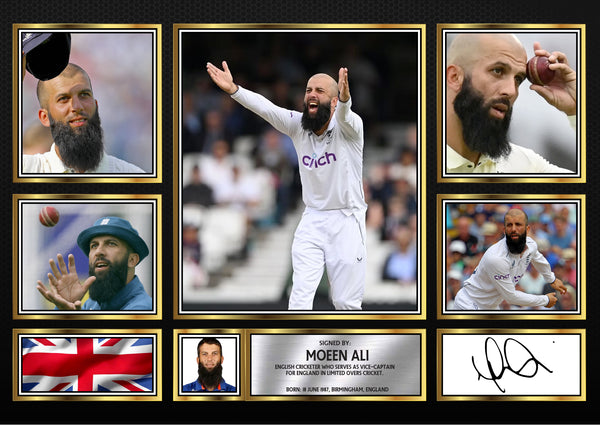 Moeen Ali – Printed Signature Cricket Star Print – Reproduction Print