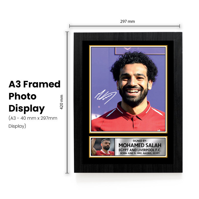 Mohamed Salah Signed Autographed Portrait Poster Print – Liverpool F.C. & Egypt Forward – Football Memorabilia Wall Art