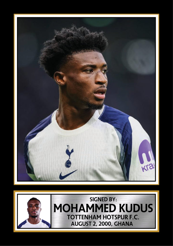 Mohammed Kudus Printed Signature Poster Print – Manchester City F.C. Midfielder – Soccer Wall Art Gift for Fans