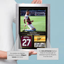 Morgan Rogers Printed Signed Poster – Aston Villa FC & England Midfielder Tribute Wall Art with Jersey & Bio Plaque – Premier League Football Memorabilia for Fans & Collectors