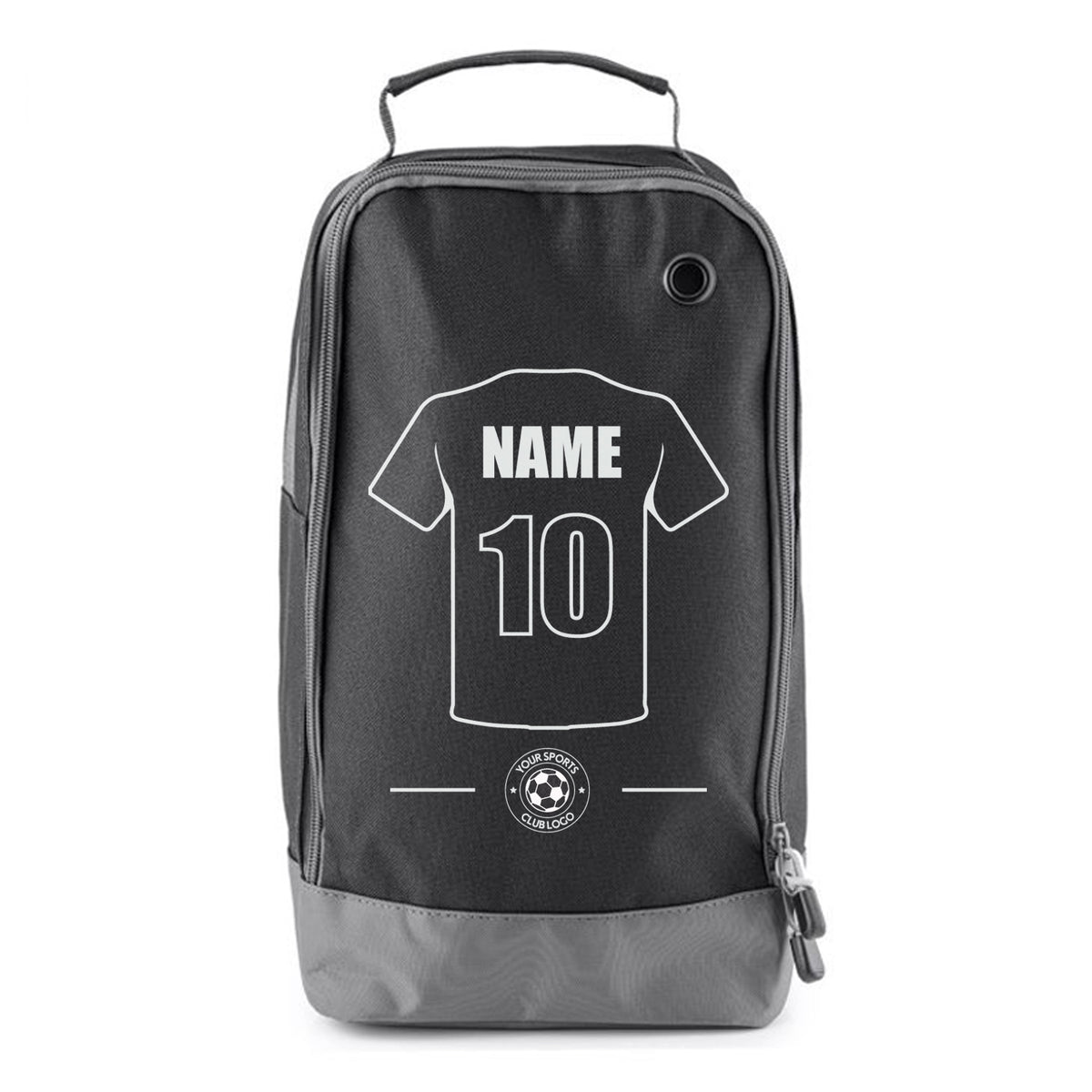 Football Boot Bags for Kids – Durable Personalized Sports Bag with Shirt Name & Number – Football Boot Bags for Kids – Black