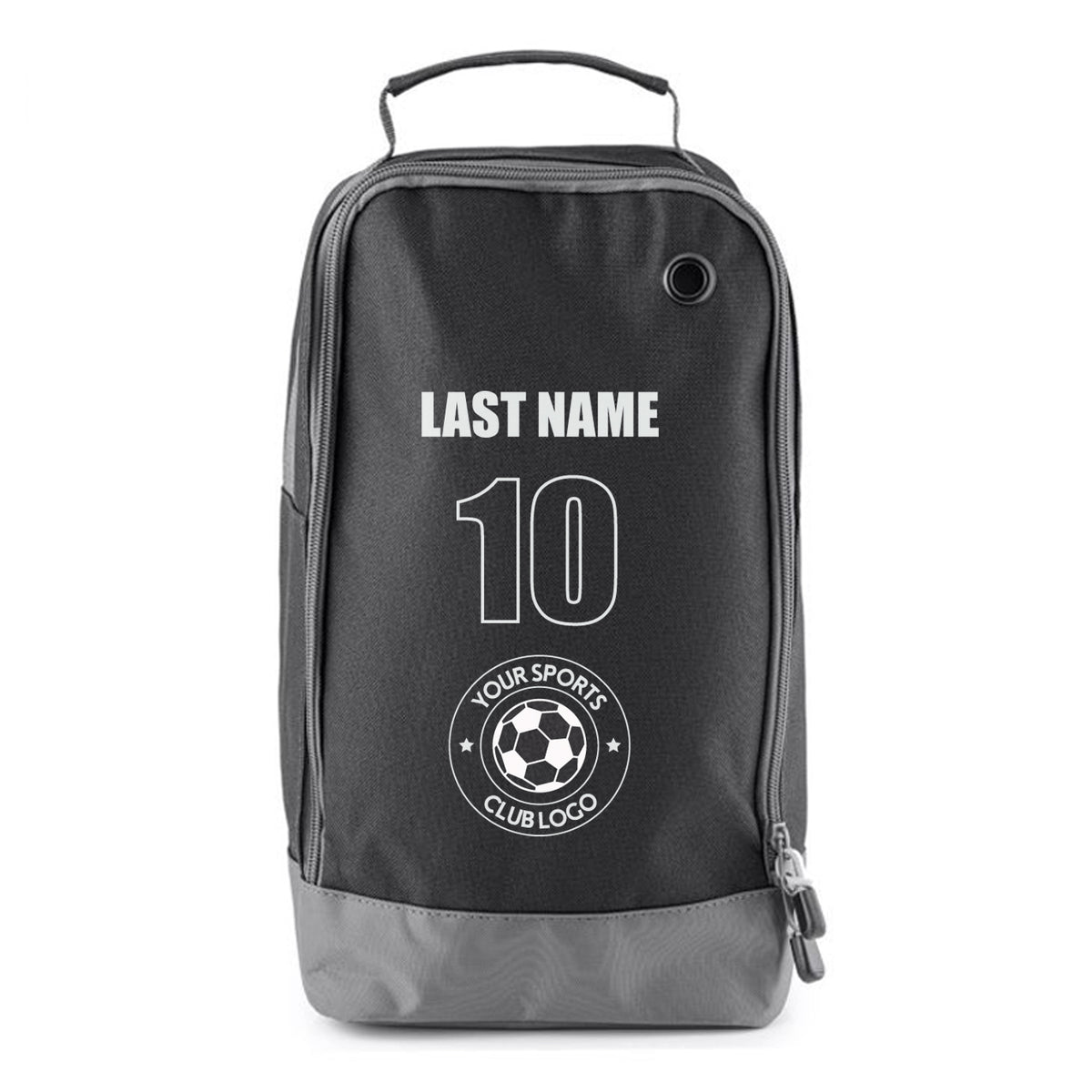 Football Boot Bags for Kids – Durable Personalized Sports Bag with Horizontal Name, Custom Logo & Number – Football Boot Bags for Kids – Black