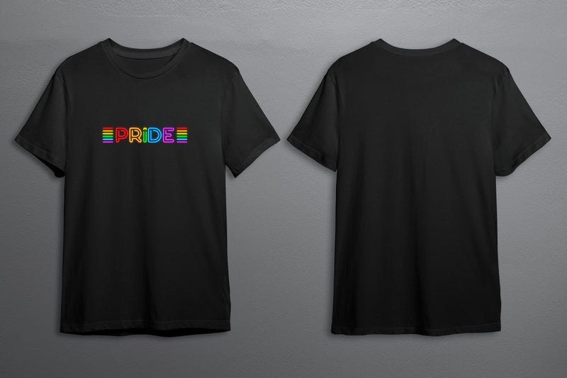 Neon Pride LGBTQ+ T-Shirt Unisex - Pride Month - Pride March - LGBTQ+ Clothing-Rainbow Tee-Gay Pride T-Shirt- Black White Tee