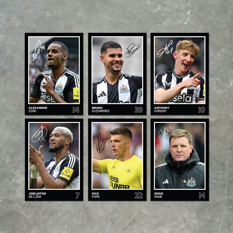 Newcastle Players SIGNED A6 Poster Pack 2 - 6 Autographed Poster Print Cards (Isak, Guimares, Gordon, Joelinton, Pope, Howe)