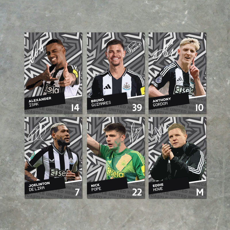 Newcastle Players SIGNED A6 Poster Pack - 6 Autographed Poster Print Cards (Isak, Guimares, Gordon, Joelinton, Pope, Howe)