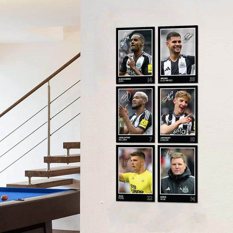 Newcastle Players SIGNED A6 Poster Pack 2 - 6 Autographed Poster Print Cards (Isak, Guimares, Gordon, Joelinton, Pope, Howe)