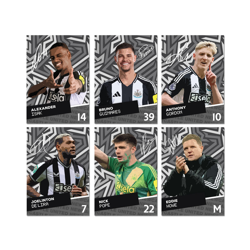 Newcastle Players SIGNED A6 Poster Pack - 6 Autographed Poster Print Cards (Isak, Guimares, Gordon, Joelinton, Pope, Howe)