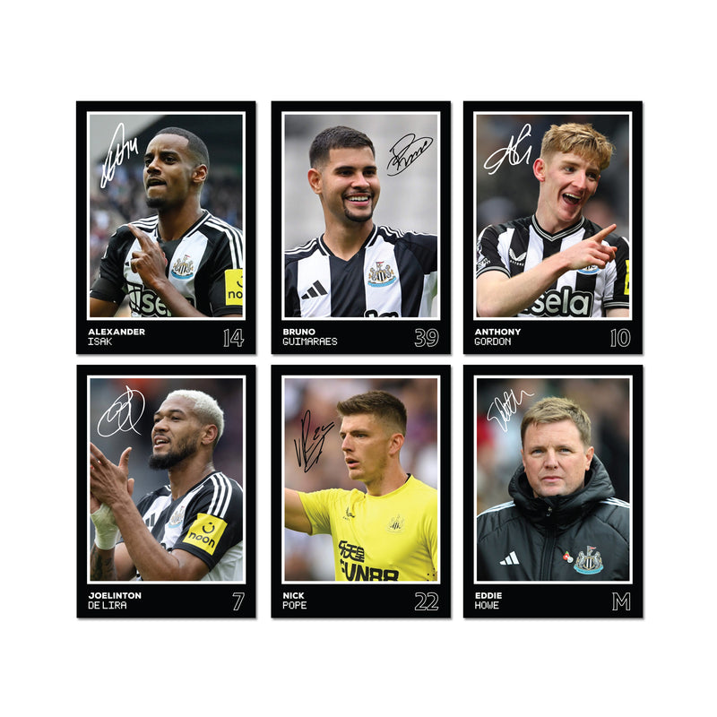 Newcastle Players SIGNED A6 Poster Pack 2 - 6 Autographed Poster Print Cards (Isak, Guimares, Gordon, Joelinton, Pope, Howe)