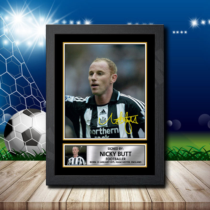Nicky Butt 2 Printed Signature Footballers Star Poster Print Framed Wall Art Gift – Nicky Butt 2 Printed Signature Footballers Star Poster Print